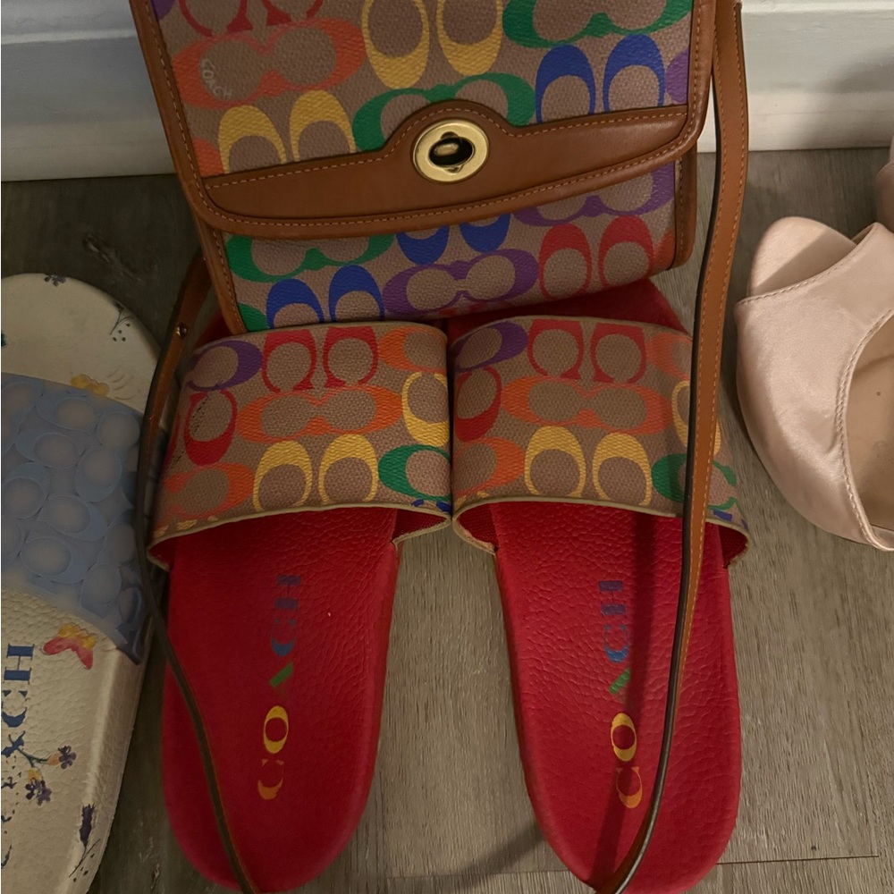 Coach Multicolor Signature Canvas Crossbody with Slides set